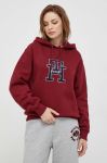 Кофта Tommy Hilfiger жіноча колір бордовий з капюшоном з аплікацією (3609167)
