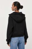 Бавовняна кофта Trussardi жіноча колір чорний з капюшоном з принтом (3378999)
