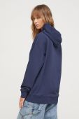 Бавовняна кофта Tommy Jeans жіноча колір синій з капюшоном з принтом (3590737)