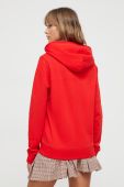 Бавовняна кофта Tommy Jeans жіноча колір червоний з капюшоном з принтом