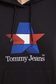 Бавовняна кофта Tommy Jeans жіноча колір чорний з капюшоном з принтом (3590741)