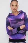 Бавовняна кофта PLEIN SPORT жіноча колір фіолетовий з капюшоном візерунок