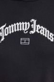 Бавовняна кофта Tommy Jeans жіноча колір чорний з капюшоном з аплікацією (3537302)