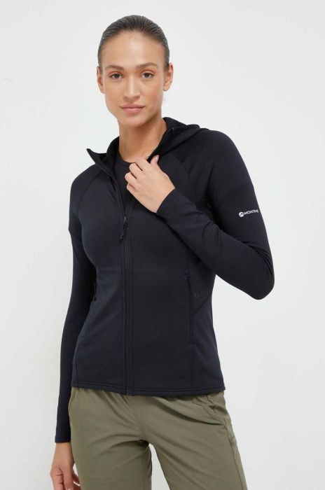 Спортивна кофта Montane Protium колір чорний з капюшоном однотонна