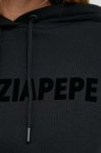 Бавовняна кофта Patrizia Pepe жіноча колір чорний з капюшоном з принтом