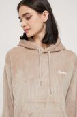 Кофта Superdry жіноча колір бежевий з капюшоном однотонна (3601143)