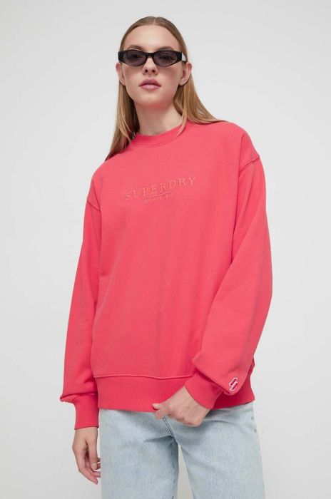 Бавовняна кофта Superdry жіноча колір помаранчевий з аплікацією