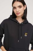 Кофта On Vacation жіноча колір чорний з капюшоном з принтом