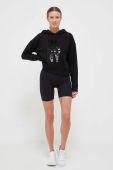 Кофта Dkny жіноча колір чорний з капюшоном з аплікацією