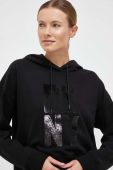 Кофта Dkny жіноча колір чорний з капюшоном з аплікацією