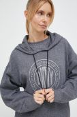 Кофта Dkny жіноча колір сірий з капюшоном меланж