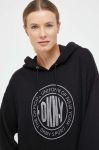 Кофта Dkny жіноча колір чорний з капюшоном меланж