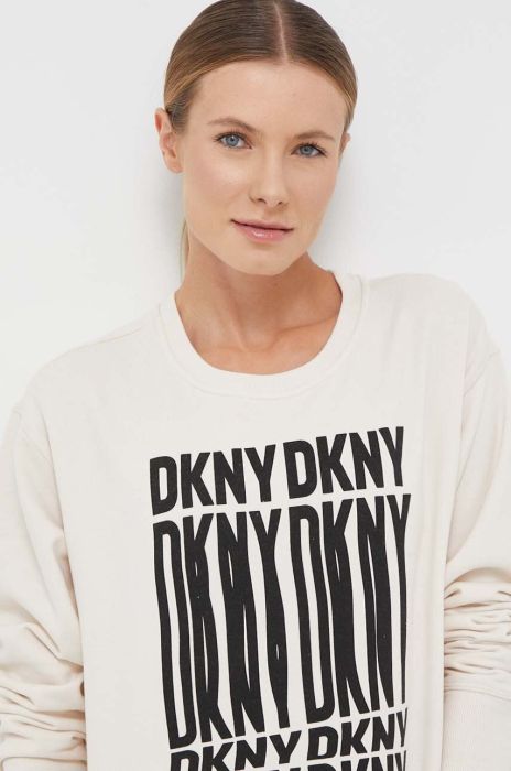 Кофта Dkny жіноча колір бежевий з принтом