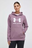 Кофта Under Armour жіноча колір фіолетовий з капюшоном з принтом