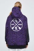 Спортивна кофта Colourwear Est 2010 колір фіолетовий з капюшоном з принтом