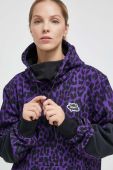 Спортивна кофта Colourwear Est 2010 колір фіолетовий з капюшоном з принтом