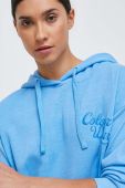 Бавовняна кофта Colourwear жіноча з капюшоном однотонна колір блакитний