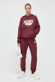 Бавовняна кофта Reebok Classic жіноча колір бордовий з капюшоном з аплікацією