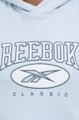 Бавовняна кофта Reebok Classic жіноча з капюшоном з аплікацією колір блакитний
