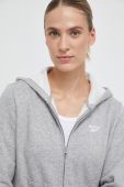 Кофта Reebok жіноча колір сірий з капюшоном меланж