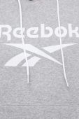 Кофта Reebok жіноча колір сірий з капюшоном з принтом