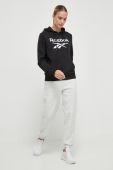 Кофта Reebok жіноча колір чорний з капюшоном з принтом (3553613)