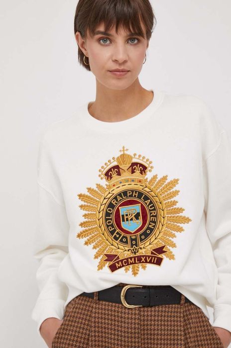 Кофта Polo Ralph Lauren жіноча колір бежевий з аплікацією