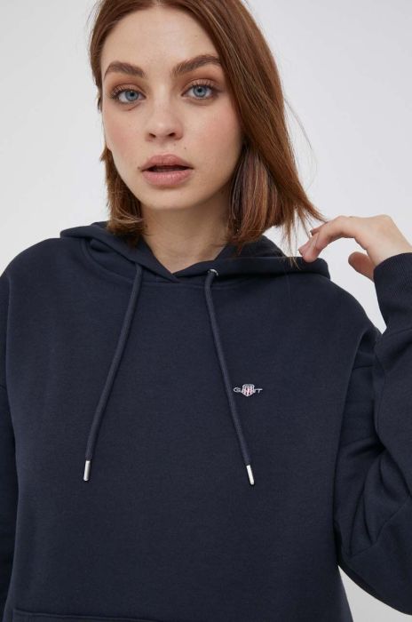 Кофта Gant жіноча колір синій з капюшоном однотонна (3553636)