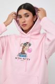 Бавовняна кофта Miss Sixty жіноча колір рожевий з капюшоном з принтом