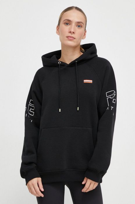 Кофта P.E Nation жіноча колір чорний з капюшоном з принтом