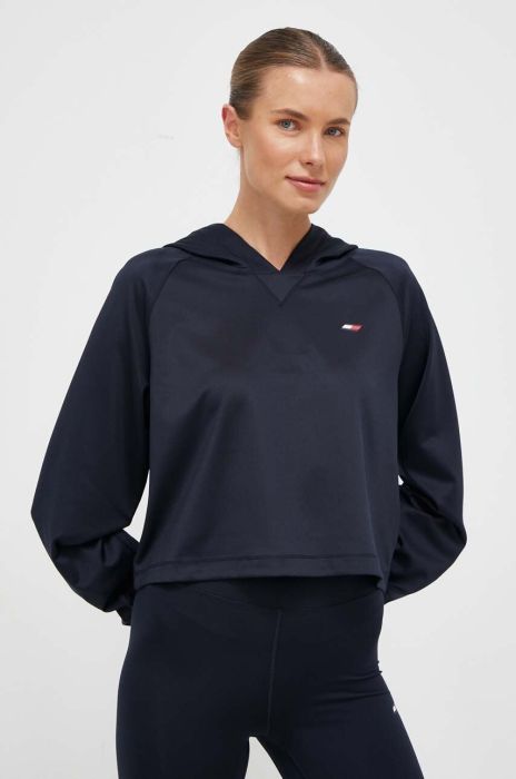 Кофта Tommy Hilfiger жіноча колір синій з капюшоном однотонна (3488935)