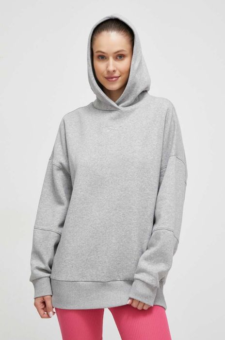 Кофта Reebok LUX COLLECTION жіноча колір сірий з капюшоном меланж