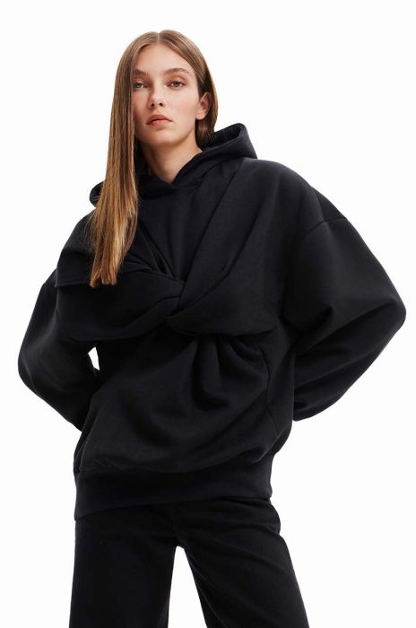 Кофта Desigual жіноча колір чорний з капюшоном однотонна (3624811)
