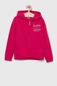 Дитяча бавовняна кофта Guess колір рожевий з капюшоном з принтом (3332642)