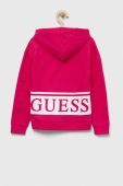 Дитяча бавовняна кофта Guess колір рожевий з капюшоном з принтом (3332642)