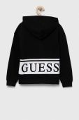 Дитяча бавовняна кофта Guess колір чорний з капюшоном з принтом (3332666)