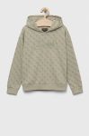 Дитяча бавовняна кофта Guess колір зелений з капюшоном візерунок (3332675)