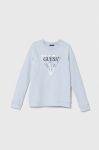 Дитяча бавовняна кофта Guess з принтом колір блакитний