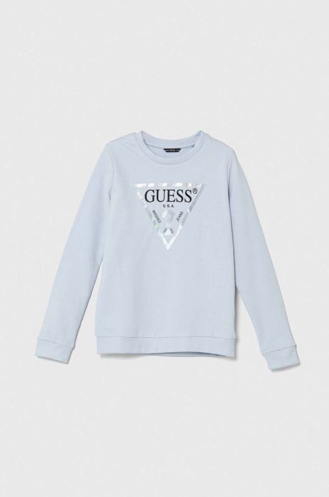 Дитяча бавовняна кофта Guess з принтом колір блакитний