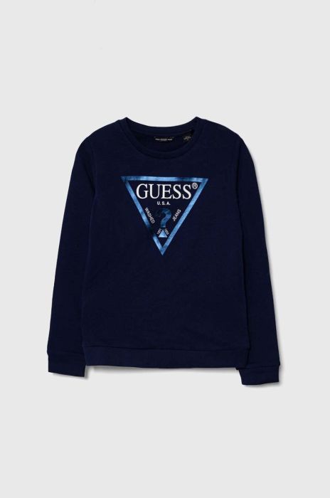 Дитяча бавовняна кофта Guess колір синій з принтом (3581777)
