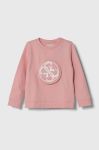 Дитяча бавовняна кофта Guess колір рожевий з принтом (3365729)