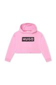 Дитяча кофта HUGO колір рожевий з капюшоном з принтом (3545814)