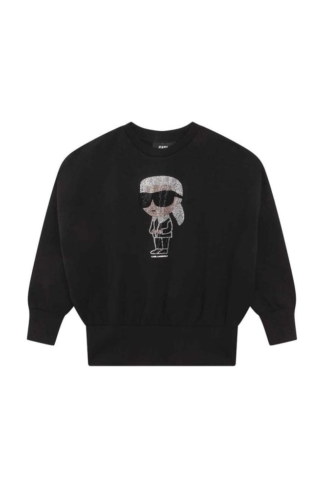 Дитяча кофта Karl Lagerfeld колір чорний з аплікацією (3453547)