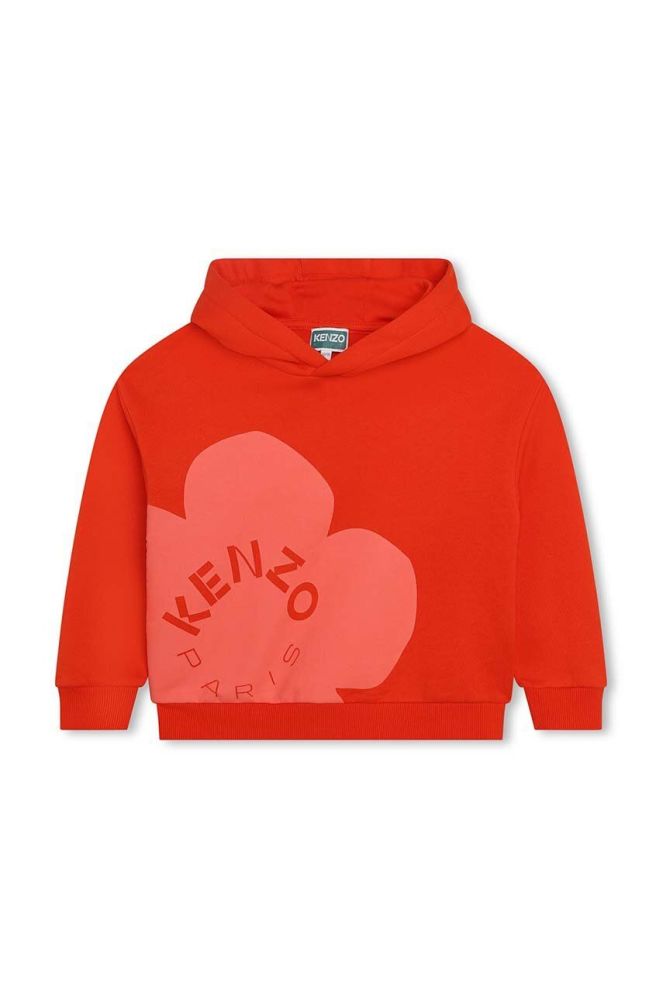 Дитяча кофта Kenzo Kids колір помаранчевий з капюшоном з принтом (3449981)