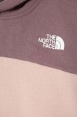 Дитяча бавовняна кофта The North Face G DREW PEAK CROP P/O HOODIE колір коричневий з капюшоном однотонна