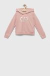 Дитяча кофта EA7 Emporio Armani колір рожевий з капюшоном з принтом (3329791)