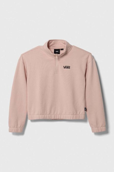 Дитяча кофта Vans HALF ZIP MOCK PULLOVER VN00077VBQL1 колір рожевий однотонна