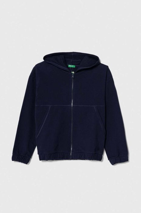 Дитяча кофта United Colors of Benetton колір синій з капюшоном однотонна (3390171)