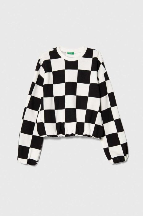 Дитяча бавовняна кофта United Colors of Benetton колір чорний візерунок