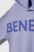 Дитяча бавовняна кофта United Colors of Benetton колір фіолетовий з капюшоном з принтом
